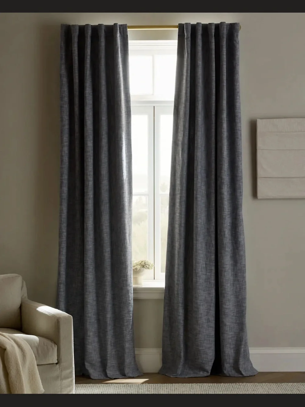Quince Textured Cotton Room-Darkening Curtain 48”x108”